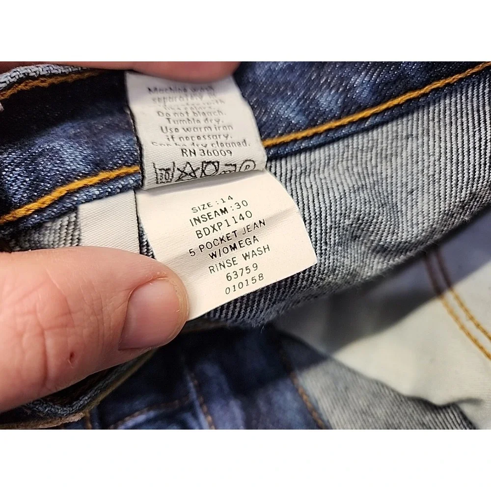Calvin Klein Women's Omega Rinse Wash Blue‎ Denim Sz 14 Jeans 100% Cotton ~ VG